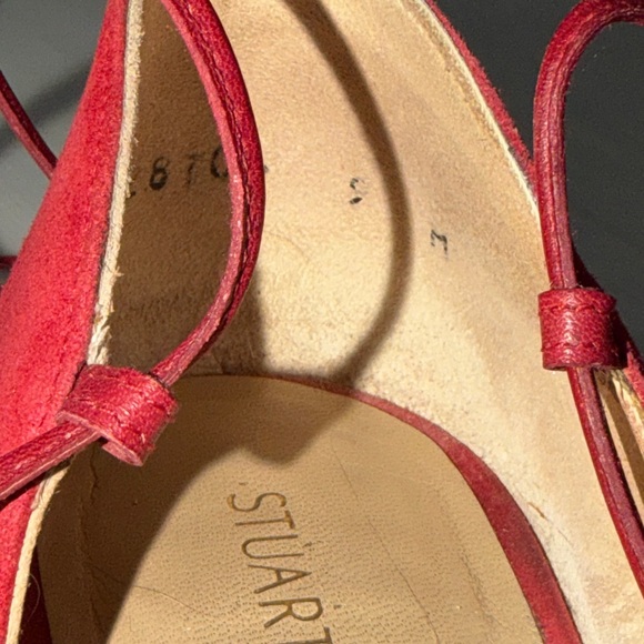 Stuart Weitzman Red Suede Lace-Up Flats / Ballet Flats - Picture 3 of 8